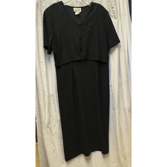 Jillian Jones Dresses & Skirts - Vintage 90s Y2K Jillian Black Button Front Bodice Dress Sz14 USA Made Embroidery